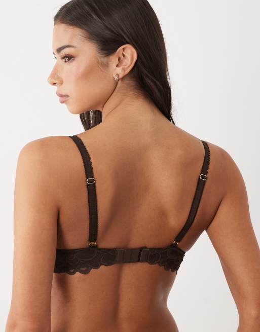 Boux Avenue Heidi plunge lace underwire bra in chocolate, 2 of 4