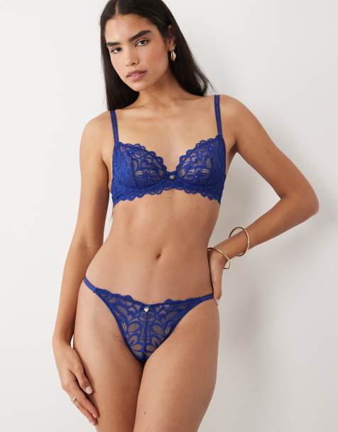 Boux Avenue - Heidi - Tanga azul medianoche de encaje - view 1