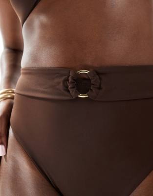 Boux Avenue High Waist Bikini Bottoms In Brown