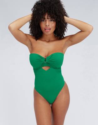 Boux Avenue Honolulu multiway swimsuit summer underwired swimwear in green