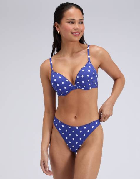 Boux Avenue Hydra brief bikini bottoms summer polka dot classic swimwear in cobalt blue - view 1