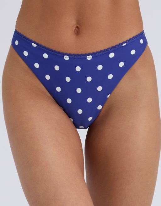Boux Avenue Hydra brief bikini bottoms summer polka dot classic swimwear in cobalt blue, 2 of 4