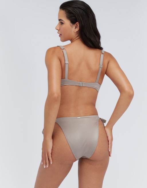 Boux Avenue Ibiza broderie tie side bikini bottoms summer soft swimwear in silver, 4 of 4