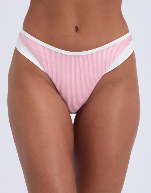 Boux Avenue Ibiza plunge bikini with pearl detail in pink mix, 2 of 3