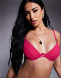 [Boux Avenue] Boux Avenue Ibiza textured bikini top in hot pink 10 B Pink