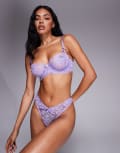 [Boux Avenue] Boux Avenue Iris sophisticated eyelash lingerie thong in purple-Multi 8 MULTI