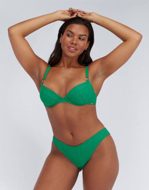 Boux Avenue Jamaica broderie bikini in green - view 1