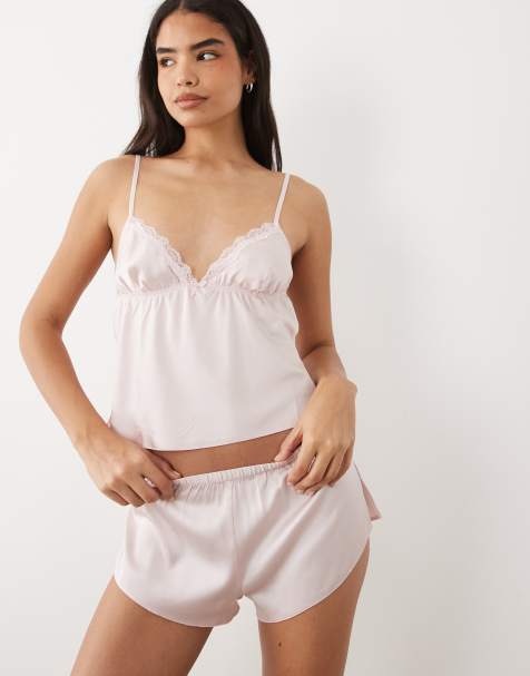 Boux Avenue – Kaya – Pudroworóżowa satynowa piżama z koszulką na ramiączkach - view 1