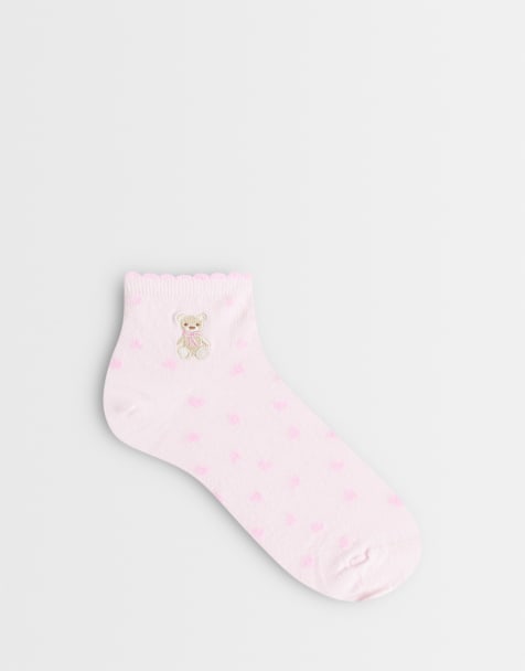 Boux Avenue – Knöchelsocken in Rosa mit Bärmotiv - view 1