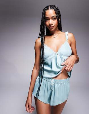 lace cup cami and shorts in sage-Green