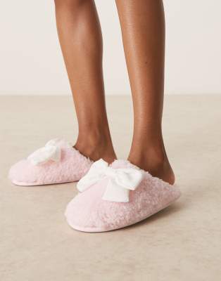 Boux Avenue Boux Avenue large bow mule slipper in pink