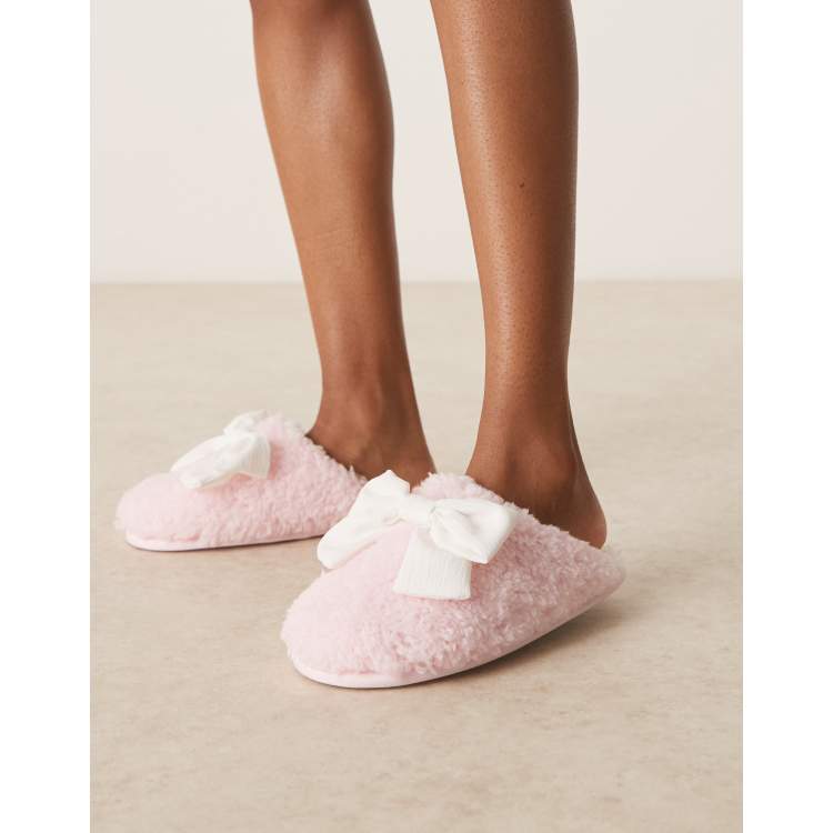 Boux Avenue large bow mule slippers in pink ASOS