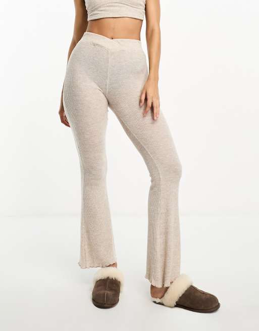 Boux Avenue - Leila - Ribstrikkede bukser med V-linning og svaj i beige, 3 af 4