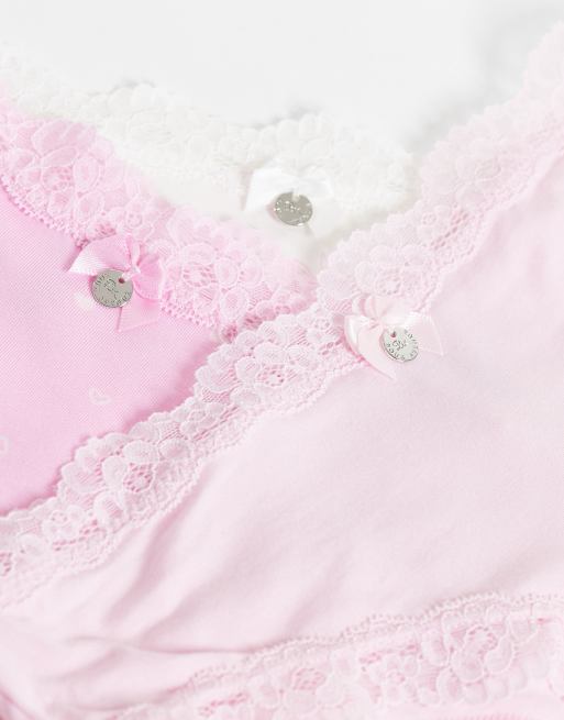 Boux Avenue lot de 3 culottes brésiliennes à imprimé cœurs et nœuds rose, 3 de 3
