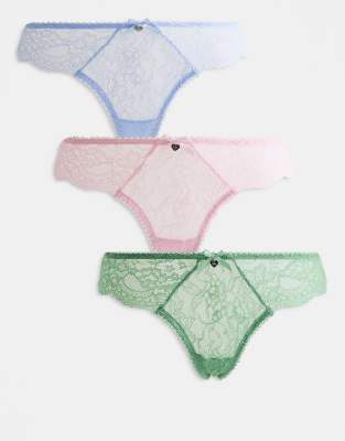 Boux Avenue Maia 3 Pack Lace Thongs In Multi