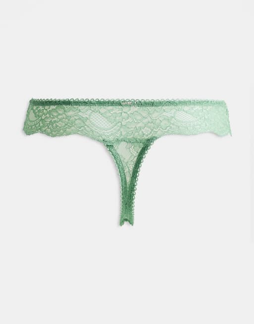 Boux Avenue - Maia - Set van 3 kanten strings in groen, blauw en roze mix, 3 van 3