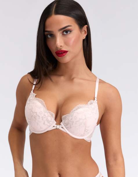 Boux Avenue Millie lace super push up padded plunge bra in pearl