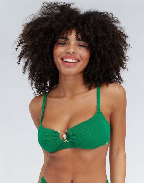 Boux Avenue Mirada pearl balconette bikini top summer unpadded swimwear in green - view 1
