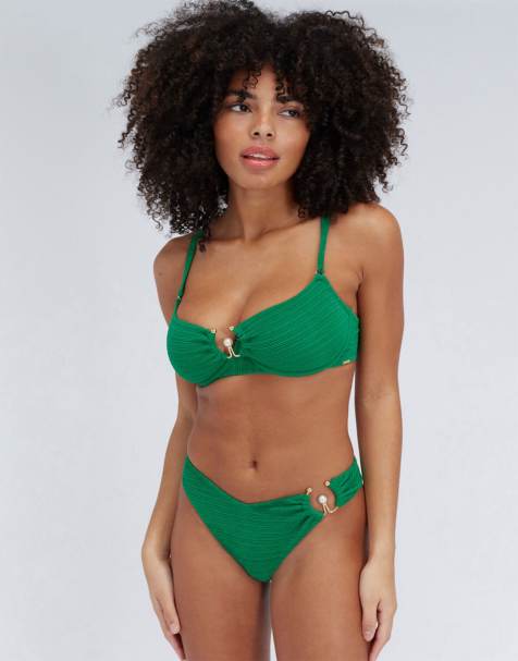 Boux Avenue Mirada pearl cheeky brazilian bikini bottoms summer swimwear in green - view 1