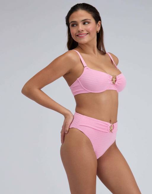Boux Avenue Mirada starfish balconette bikini top underwired swimwear in pink, 5 of 7