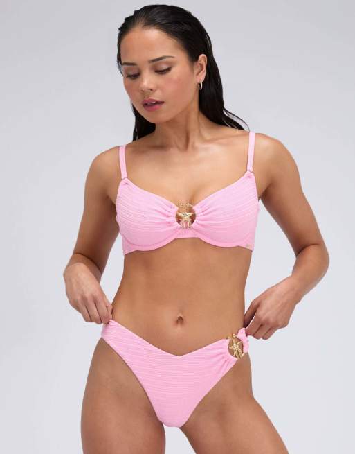Boux Avenue Mirada starfish balconette bikini top underwired swimwear in pink, 7 of 7