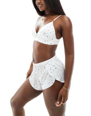 Boux Avenue Mix & Match ditsy floral pyjama bralette in ivory-White