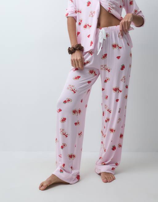 Boux Avenue modal revere love toast pyjama set in pink, 3 of 5