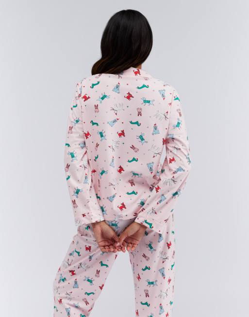 Boux Avenue Multicoloured dog long sleeve pyjama set with matching bag in powder pink, 2 of 4