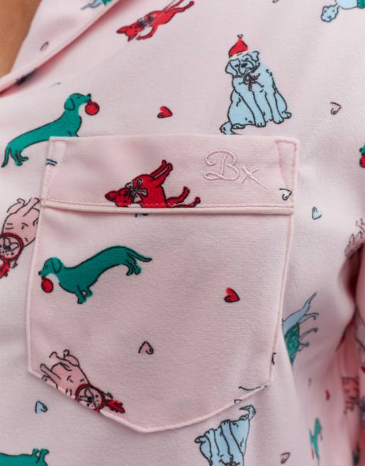 Boux Avenue Multicoloured dog long sleeve pyjama set with matching bag in powder pink, 4 of 4