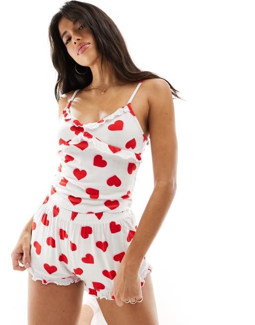 Boux Avenue - Nachtkledingset met cami in hartprint in ivoorwit, 3 van 4