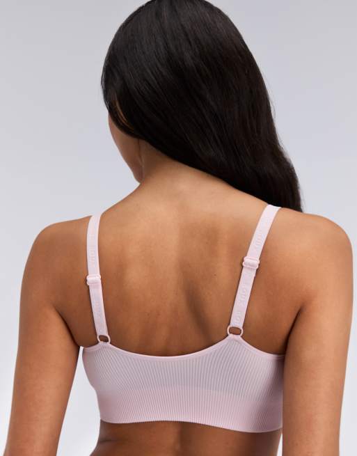 Boux Avenue Nursing bralette ribbed bow embroidered maternity underwear in pink mix, 2 of 4
