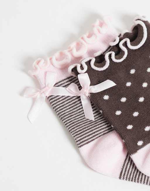 Boux Avenue - pack de 2 calcetines a rayas y con lunares marrón neutro, 3 de 3