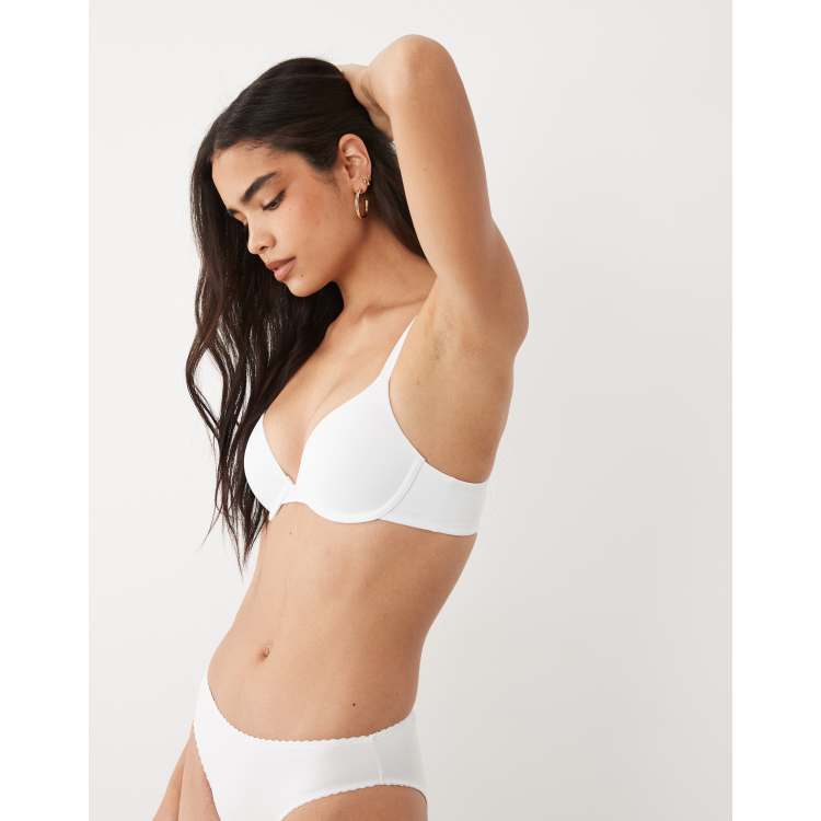 Boux Avenue padded microfibre plunge T-shirt bra in white | ASOS