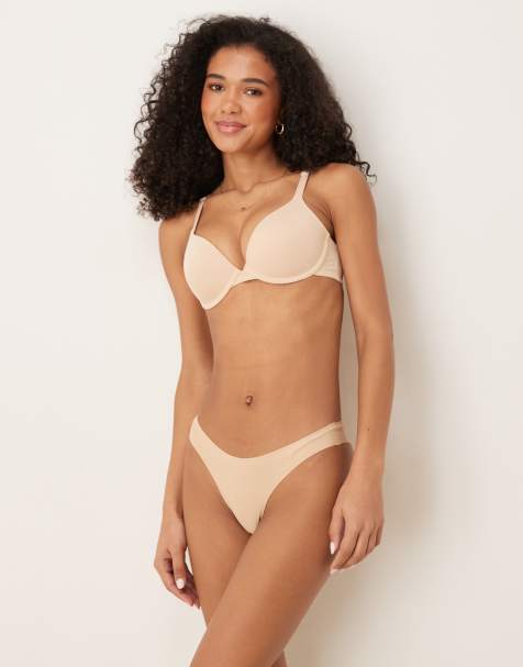 Boux Avenue Padded seamless microfibre plunge t-shirt bra in 02 fair - view 1