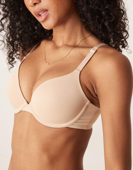 Boux Avenue Padded seamless microfibre plunge t-shirt bra in 02 fair, 3 of 4