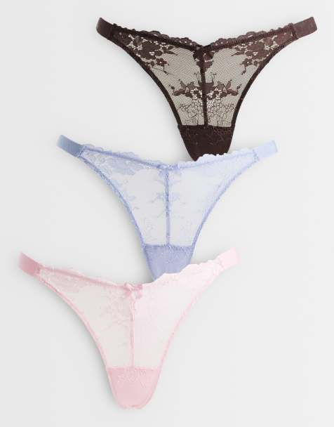 Boux Avenue pakke med 3 blonde-g-strenge i pink, blå og brun - view 1