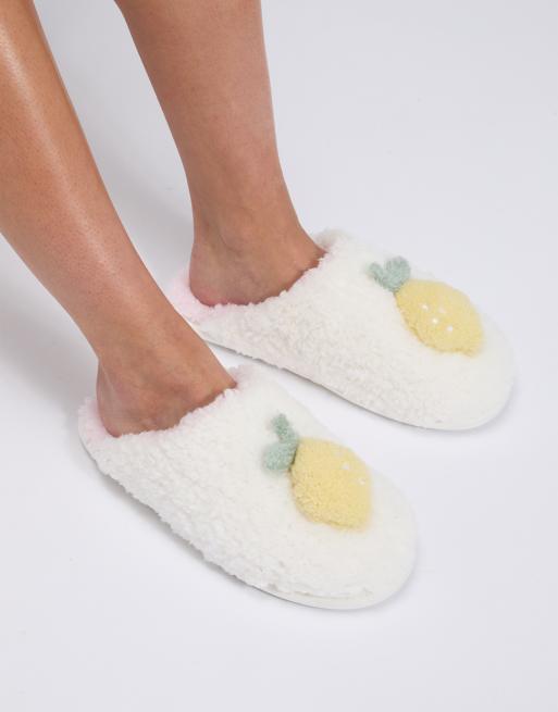 Boux Avenue - Pantofole color avorio con limone