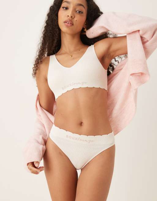 Boux Avenue - Perizoma color pietra a coste con bordi smerlati