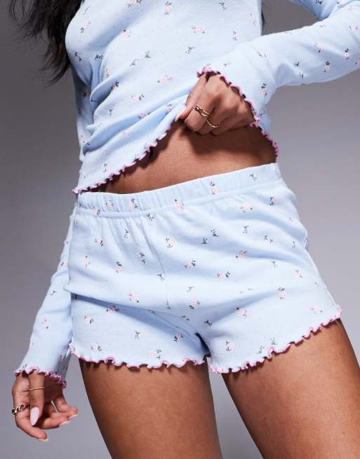 Boux Avenue - Pigiama in tessuto a nido d'ape blu a fiori, 3 di 4