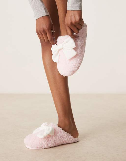 Boux Avenue - Pink mule-hjemmesko med store sløjfer, 3 af 4