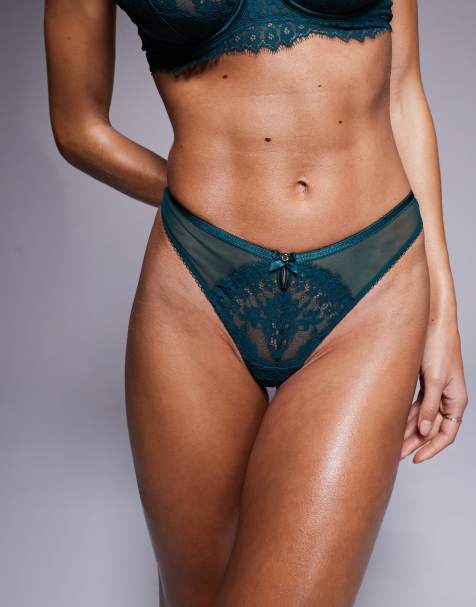 Boux Avenue pretty lace tanga thong in emerald - view 1