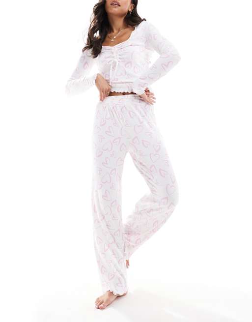 Boux Avenue - Pyjamaset met hartprint in crème