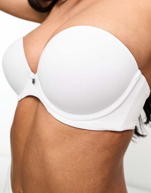 Boux Avenue - Reggiseno con scollo profondo senza spalline bianco imbottito per coppe A-DD , 3 di 4