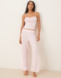 [Boux Avenue] Boux Avenue rib frill cami and floral bow pants set in powder pink 10 Powder Pink
