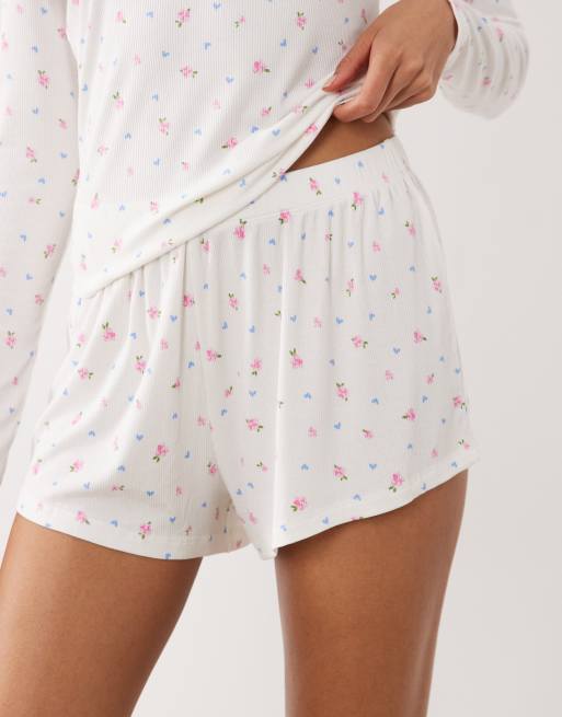 Boux Avenue rib modal long sleeve set in heart and flower print, 4 of 4