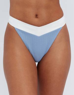 Boux Avenue Rivoli tanga brazilian bikini bottoms summer chic swimwear in blue mix
