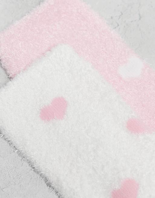 Boux Avenue – Rosa ankelstrumpor med hjärtmönster, 2-pack, 2 av 3