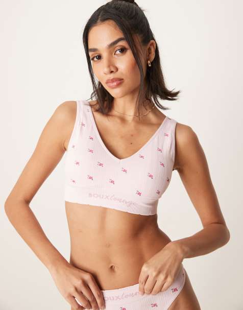 Boux Avenue rose printed bralet in pink - view 1