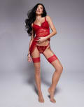 [Boux Avenue] Boux Avenue Rosetta embroidered tanga lingerie thong in dark red 10 RED