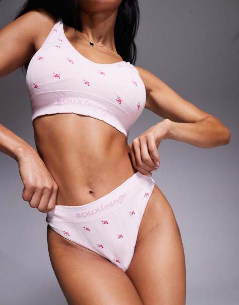 Boux Avenue rose printed thong in pink